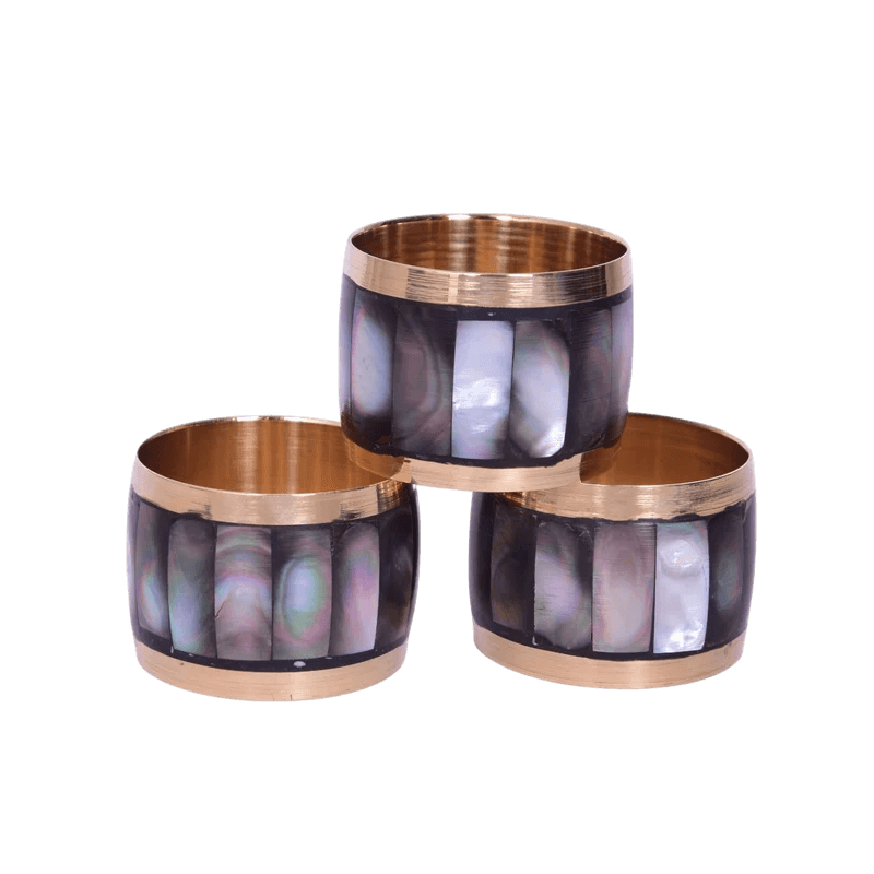 BRASS & MOP NAPKIN RING (NATURAL) SET OF 4